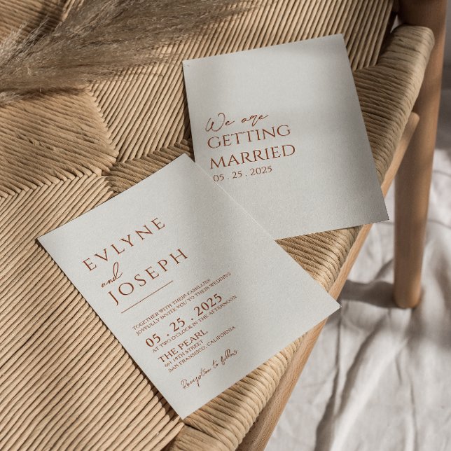 Convite Terracotta Orange Minimalist Boho Rust Weding (Criador carregado)