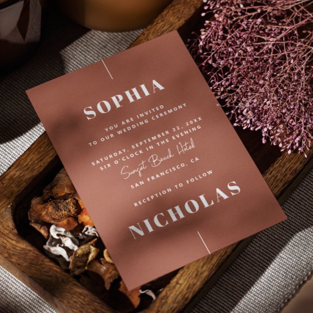 Convite Terracotta outono Casamento minimalista elegante C (Criador carregado)