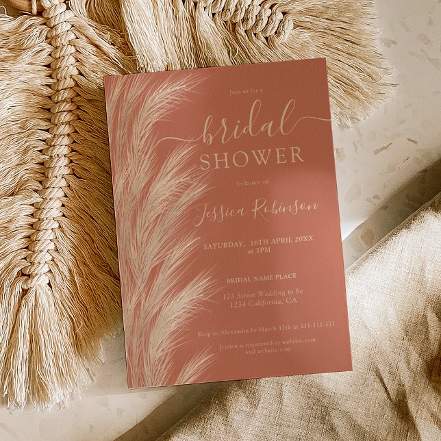 Convite Terracotta pampas chá de panela (Criador carregado)