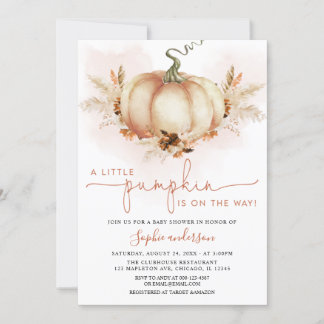 Convite Terracotta Pampas Grass Little Pumpkin Chá de fral