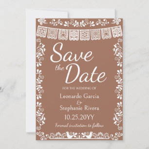 Convite Terracotta Papel Picado Casamento Save the Date