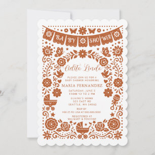 Convite Terracotta Papel Picado Cielito Lindo Chá de Bebê