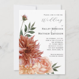 Convite Terracotta, Peach, Blush Floral Wedding Invitation
