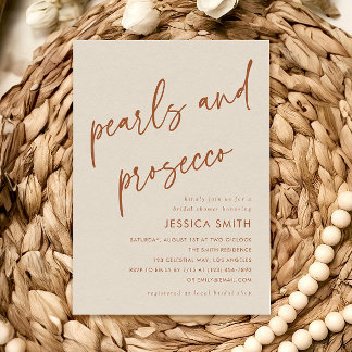 Convite Terracotta Pearls and Prosecco Bridal Shower