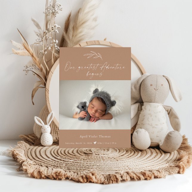 Convite Terracotta Photo Baby Announcement Card (Criador carregado)