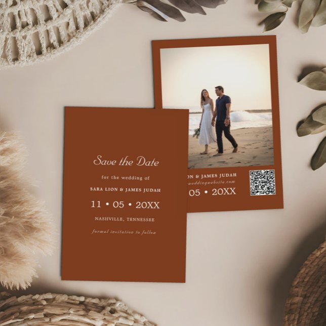Convite Terracotta Photo Save the Date Card (Criador carregado)