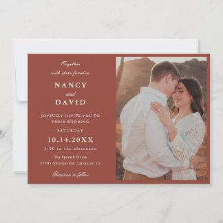 Convite Terracotta Photo Wedding  Invitation