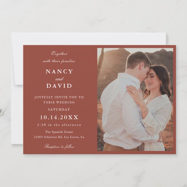 Convite Terracotta Photo Wedding  Invitation (Frente)