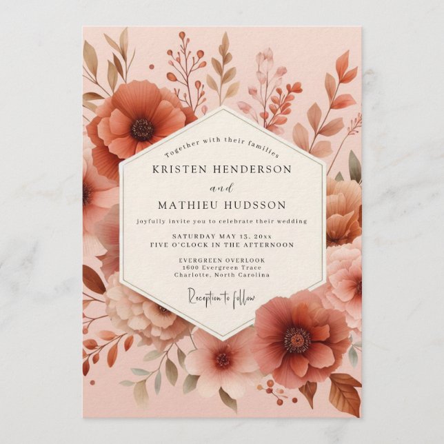 Convite Terracotta Poetic Anemone Wedding (Frente)