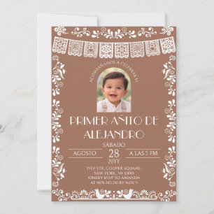 Convite Terracotta Primer Añito Boy com Foto