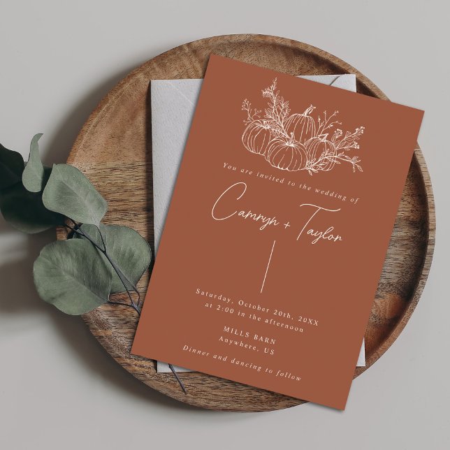 Convite Terracotta Pumpkin Wedding Invitation (Criador carregado)