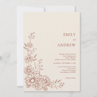 Convite Terracotta QR Code Botanical All In One Wedding