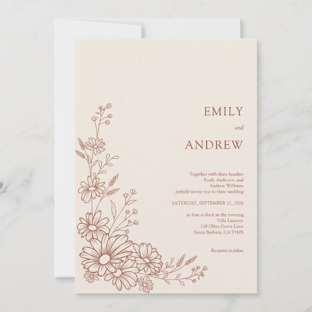 Convite Terracotta QR Code Botanical All In One Wedding (Frente)