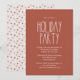 Convite Terracotta Red Boho Bolinhas Festa de Natal