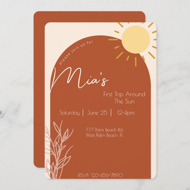 Convite Terracotta Roteiro 1rua Percorrendo o Sol Aniversá (Frente/Verso)