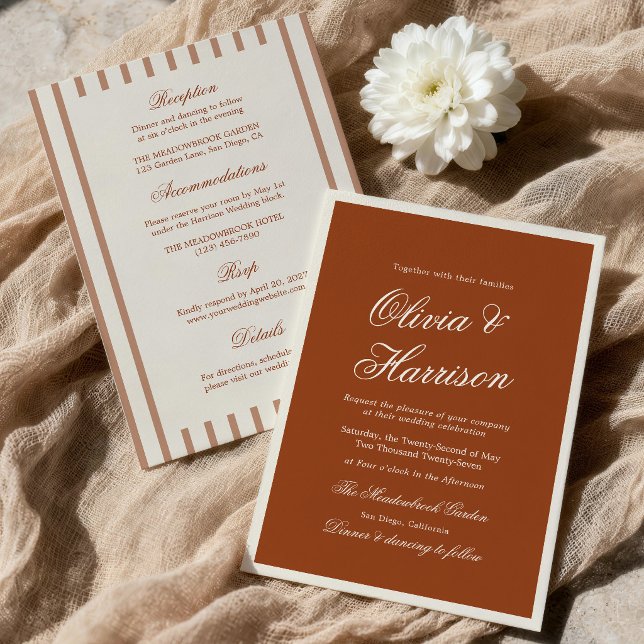 Convite Terracotta Rustic Chic Modern Wedding Invitation (Criador carregado)