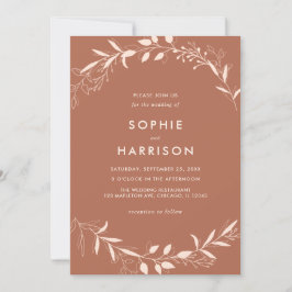 Convite Terracotta Rustic Floral Modern Wedding