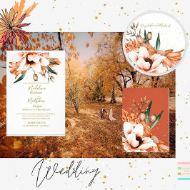 Convite Terracotta Rustic Orange Floral Elegante Casamento