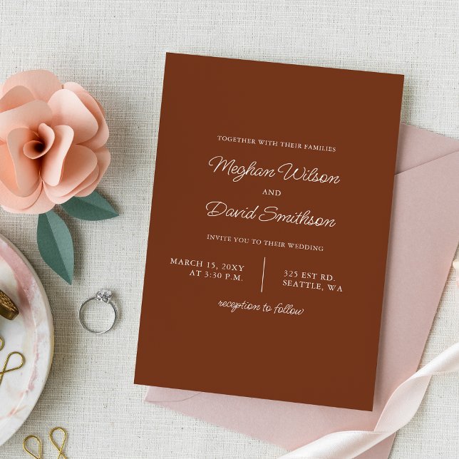 Convite Terracotta Rustic Simple Modern Wedding (Criador carregado)