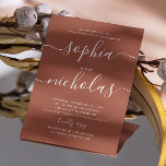 Convite Terracotta - script minimalista de queda festa de<br><div class="desc">Simples convite de festa de noivado de guião minimalista em tons de terracota,  marrom-ferrugem,  cores de tom de terra para o outono/casamento de outono. Entre em contato comigo se precisar de itens adicionais.</div>