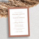 Convite Terracotta Script Wedding<br><div class="desc">Convocação De Casamento De Terracotta. Faça seu convite de casamento tão memorável quanto seu dia especial com este design e na moda. Apresentando um olhar simples e minimalista com um toque clássico tradicional, este convite moderno apenas para texto apresenta um roteiro de caligrafia com letra manual com um clássico terracota...</div>