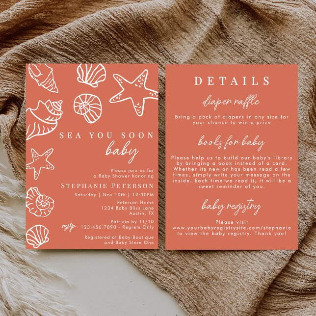 Convite Terracotta Sea You Soon All In One Baby Shower (Criador carregado)