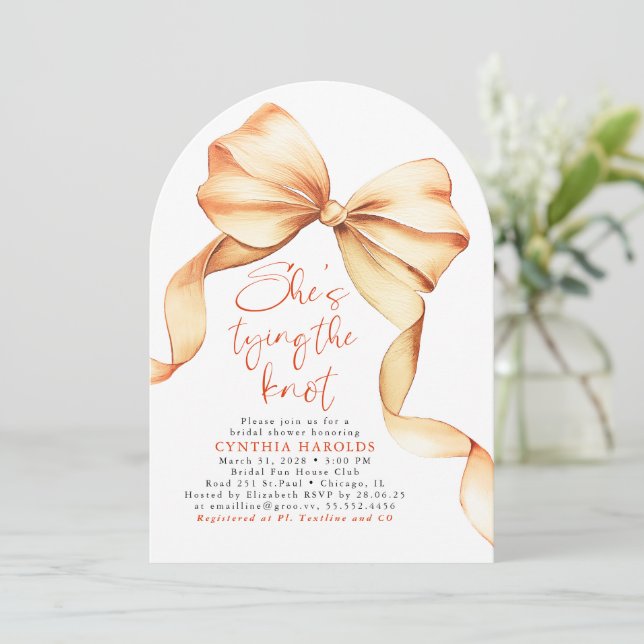 Convite Terracotta Shes Tying the Knot Bridal Shower Photo (Em pé/Frente)