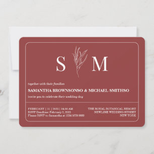 Convite Terracotta Simple Flower Weding