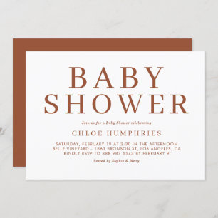 Convite Terracotta Simple Typoographic Strike Chá de frald