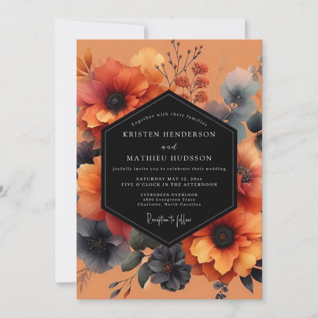 Convite Terracotta Slate Bloom Wedding (Frente)