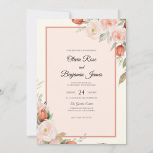 Convite Terracotta Soft Cream Bloom Casamento