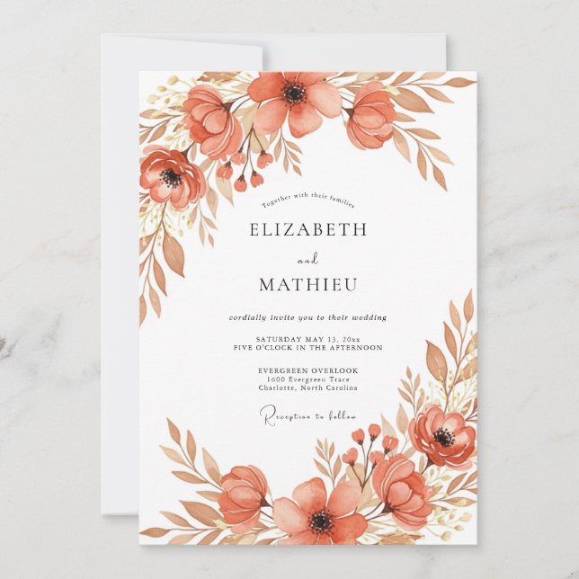 Convite Terracotta Sophisticated Autumnal Wedding (Frente)