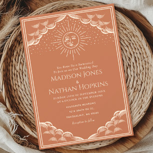 Convite Terracotta Sun e Moon Tarot Casamento Gótico