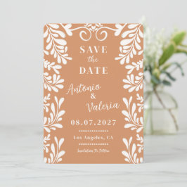 Convite Terracotta Talavera Save the Date Casamento Mexica