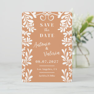 Convite Terracotta Talavera Save the Date Casamento Mexica