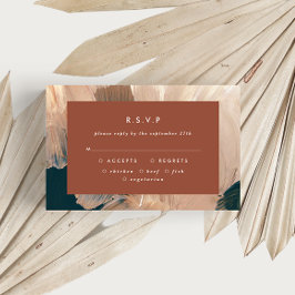 Convite Terracotta teal paintery casamento moderno R.S.V.P
