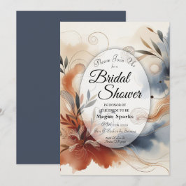 Convite Terracotta Twilight and Navy Blooms Bridal Shower