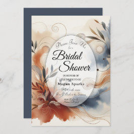 Convite Terracotta Twilight and Navy Blooms Bridal Shower