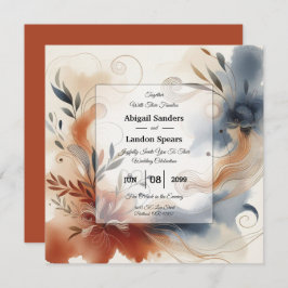 Convite Terracotta Twilight and Navy Blooms Wedding