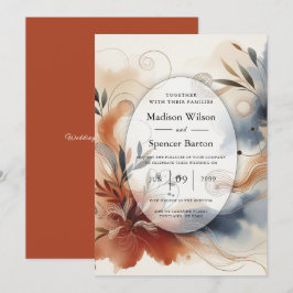 Convite Terracotta Twilight e Marinho Blooms Casamento