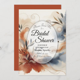 Convite Terracotta Twilight e Marinho Blooms Chá de panela