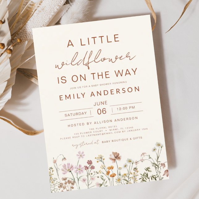 Convite Terracotta Um Pequeno Chá de fraldas De Flor Selva (Criador carregado)