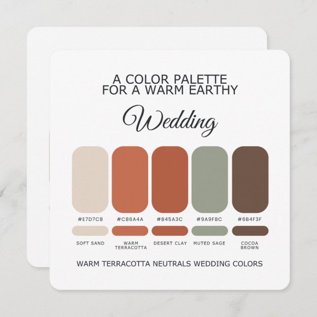 Convite Terracotta Wedding Color Palette Card (Frente/Verso)