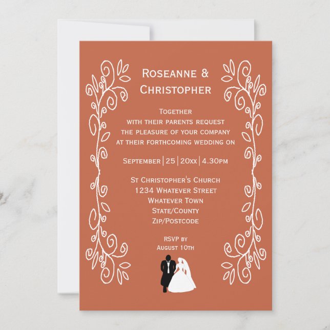 Convite Terracotta Wedding Invitation Groom Design (Frente)