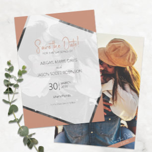 Convite Terracotta Wedding Save the Date with Color Photo