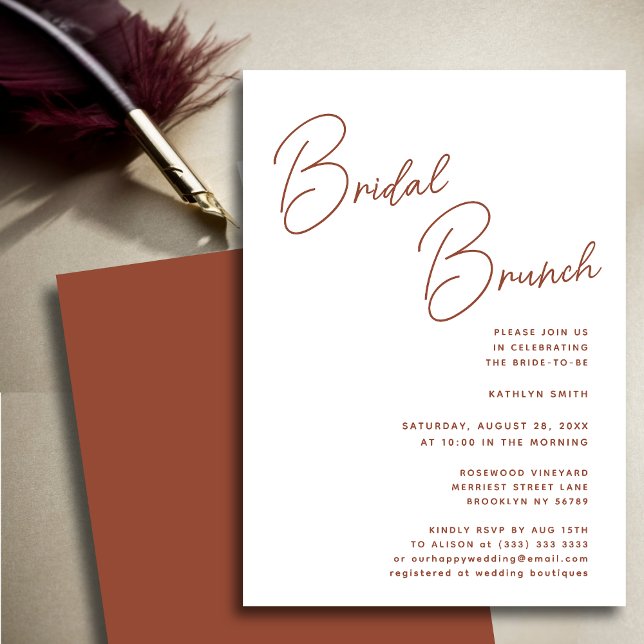 Convite Terracotta Whimsical Script Chic Bridal Brunch (Criador carregado)