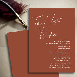 Convite Terracotta Whimsical Script Chic Na Noite Anterior