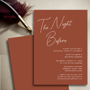 Convite Terracotta Whimsical Script Chic Na Noite Anterior