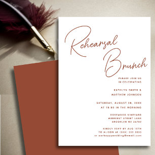 Convite Terracotta Whimsical Script Chic Test Brunch