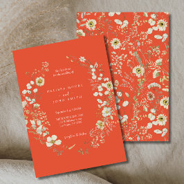 Convite Terracotta White Flora Boho Wildflower Weding